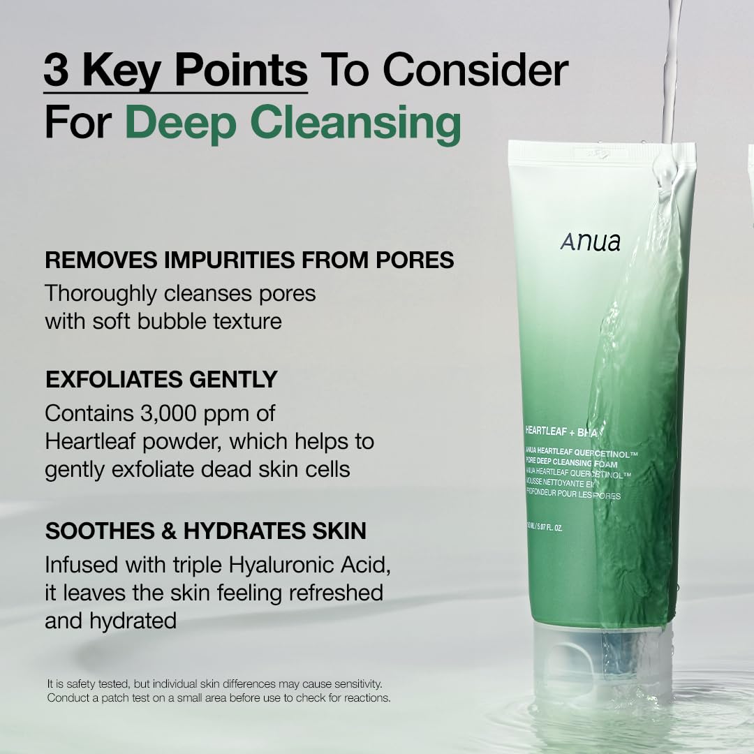 Anua After sun care trio set, Heartleaf Cleansing Foam+ Zero-Cast Moisturizing Finish Sunscreen, Heartleaf Pore Control Cleansing Oil, Face wash, Oil Cleanser, Facial sunscreen, Korean skincare set